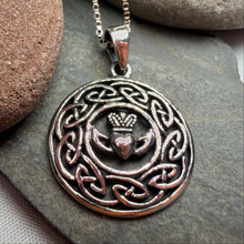 Load image into Gallery viewer, Classic Celtic Knot Claddagh Necklace in Sterling Silver