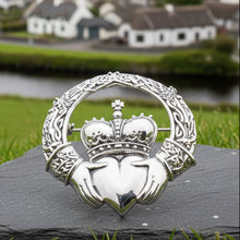 Load image into Gallery viewer, Victorian Irish Claddagh Brooch in Sterling Silver