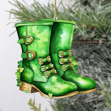 Load image into Gallery viewer, Irish Green Boots Wooden Christmas Ornaments