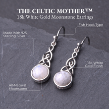 Load image into Gallery viewer, Celtic Mother™ 18K White Gold Moonstone Earrings