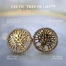 Load image into Gallery viewer, Celtic Tree of Life™ 18K Yellow Gold Diamond Earrings