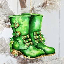 Load image into Gallery viewer, Irish Green Boots Wooden Christmas Ornaments