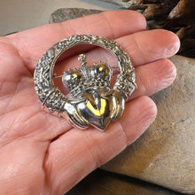 Load image into Gallery viewer, Victorian Irish Claddagh Brooch in Sterling Silver