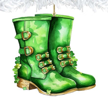 Load image into Gallery viewer, Irish Green Boots Wooden Christmas Ornaments