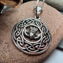 Load image into Gallery viewer, Classic Celtic Knot Claddagh Necklace in Sterling Silver