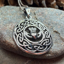 Load image into Gallery viewer, Classic Celtic Knot Claddagh Necklace in Sterling Silver