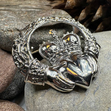 Load image into Gallery viewer, Victorian Irish Claddagh Brooch in Sterling Silver