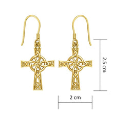 Load image into Gallery viewer, The Celtic Four Point Knot Cross Solid Gold Earrings