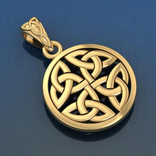 Load image into Gallery viewer, Celtic Trinity Quaternary Knot Solid Gold Pendant