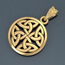 Load image into Gallery viewer, Celtic Trinity Quaternary Knot Solid Gold Pendant