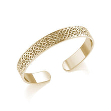 Load image into Gallery viewer, Celtic Knotwork 14 K Solid Gold Cuff Bracelet (11 mm width)