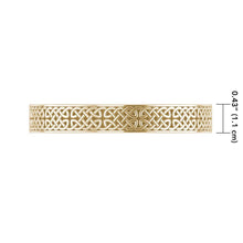 Load image into Gallery viewer, Celtic Knotwork 14 K Solid Gold Cuff Bracelet (11 mm width)