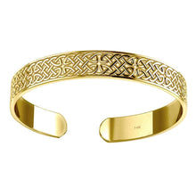 Load image into Gallery viewer, Celtic Knotwork 14 K Solid Gold Cuff Bracelet (11 mm width)