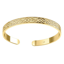 Load image into Gallery viewer, Celtic Knotwork 14 K Solid Gold Cuff Bracelet (7 mm width)