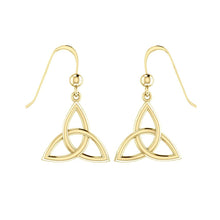 Load image into Gallery viewer, Endless Connection in Celtic Triquetra ~ Solid Gold Earrings