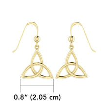Load image into Gallery viewer, Endless Connection in Celtic Triquetra ~ Solid Gold Earrings