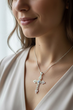 Load image into Gallery viewer, Gratitude Celtic Cross Moonstone Necklace in Sterling Silver