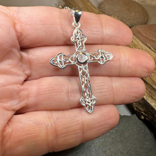 Load image into Gallery viewer, Gratitude Celtic Cross Moonstone Necklace in Sterling Silver