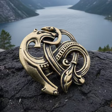 Load image into Gallery viewer, Bronze Viking Dragon Brooch - Bronze Historical Reproduction Pin