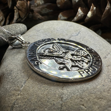Load image into Gallery viewer, Protect Us Saint Michael Pendant in Sterling Silver