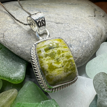 Load image into Gallery viewer, Connemara Marble Irish Rectangle Necklace in Sterling Silver