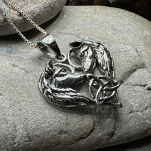 Load image into Gallery viewer, Wolf Lovers Necklace in Sterling Silver
