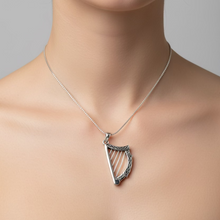 Load image into Gallery viewer, Torlogh Celtic Irish Harp Necklace in Sterling Silver