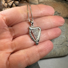 Load image into Gallery viewer, Cinnia Celtic Harp of Ireland Necklace in Sterling Silver