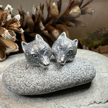 Load image into Gallery viewer, Forest Song Wolf Post Earrings in Sterling Silver