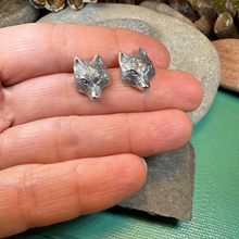 Load image into Gallery viewer, Forest Song Wolf Post Earrings in Sterling Silver