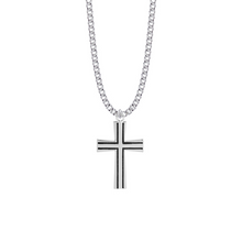 Load image into Gallery viewer, Sterling Silver Antiqued Cross Necklace — Confirmation Gift for Him | Personalized Engraving | Faith Keepsake for Young Men