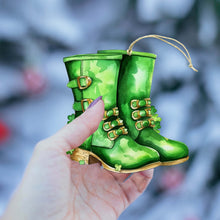 Load image into Gallery viewer, Irish Green Boots Wooden Christmas Ornaments