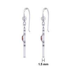 Load image into Gallery viewer, Celtic Cross Sterling Silver Earrings with Heart Gemstone - Celtic Reader