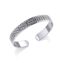 Load image into Gallery viewer, Celtic Knotwork Sterling Silver Cuff Bracelet - Celtic Reader