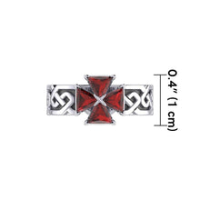 Load image into Gallery viewer, Celtic Knotwork Sterling Silver Ring with Gemstone Cross - Celtic Reader