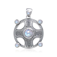 Load image into Gallery viewer, Celtic Knotwork Harmony Cross Necklace with Gemstones