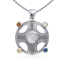 Load image into Gallery viewer, Celtic Knotwork Harmony Cross Necklace with Gemstones