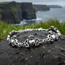 Load image into Gallery viewer, Lavena Celtic Knot Claddagh Bracelet in Sterling Silver