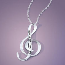 Load image into Gallery viewer, How Great Thou Art - G Clef Necklace - Celtic Reader