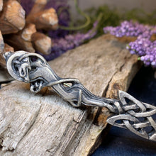 Load image into Gallery viewer, Celtic Wolf Kilt Pin - Handmade in Scotland