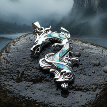 Load image into Gallery viewer, Bluefire Dragon Necklace in Sterling Silver