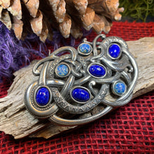 Load image into Gallery viewer, Lapis Blue Celtic Dragon Brooch