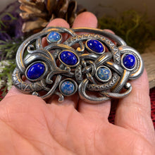 Load image into Gallery viewer, Lapis Blue Celtic Dragon Brooch