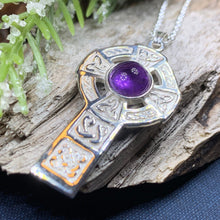 Load image into Gallery viewer, Amethyst Celtic Cross Necklace
