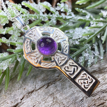 Load image into Gallery viewer, Amethyst Celtic Cross Necklace