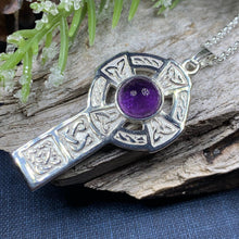 Load image into Gallery viewer, Amethyst Celtic Cross Necklace