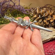 Load image into Gallery viewer, Scottish "King Death" Skull Kilt Pin - Handmade in Scotland