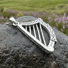 Load image into Gallery viewer, Torlogh Celtic Irish Harp Necklace in Sterling Silver