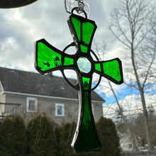 Load image into Gallery viewer, Celtic Cross Stained Glass Suncatcher