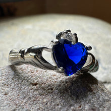 Load image into Gallery viewer, Sapphire Zirconia Claddagh Ring